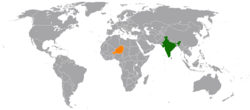 Map indicating locations of India and Niger