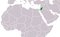 Map indicating locations of Jordan and Qatar