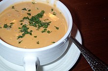 A bowl of lobster bisque