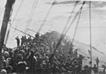 The crew of the sinking Zuikaku salute as the flag is lowered