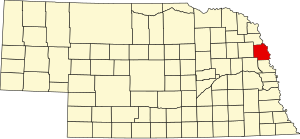Map of Nebraska highlighting Burt County