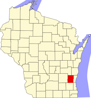 Map of Wisconsin highlighting Washington County
