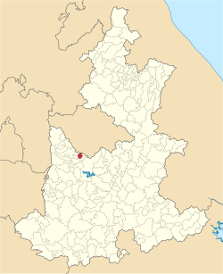 Location of the municipality in Puebla