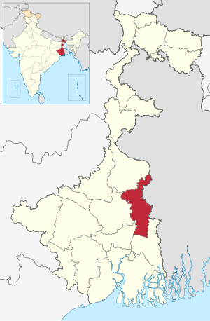 Location of Nadia in West Bengal