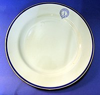Burslem bone china plate from Captain Scott's first expedition, marked ""DISCOVERY" ANTARCTIC EXPEDITION 1901" around a penguin