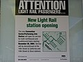 This is the sign that was displayed on the RTD light rail vehicles before the station was opened.
