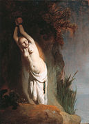 Rembrandt, Andromeda Chained to the Rocks, 1630, showing Andromeda frightened and alone[54]