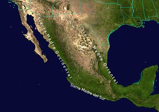 Lage der Sierra Norte de Oaxaca im Süden Mexikos