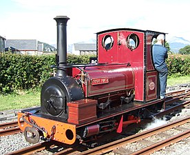 A saddle tank with both straight sides and a protruding smokebox