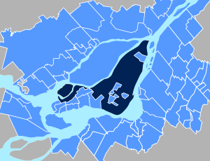 Montreal (dunkelblau) und Metropolregion (hellblau)