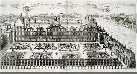 View of the garden side of the Hôtel de Nevers as projected by Claude Chastillon c. 1600, engraved by Jacques Poinssart
