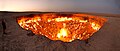 Image 14The Door to Hell is a natural gas field in Derweze, Turkmenistan, which has been burning since 1971 when it was ignited by Soviet scientists who expected it to burn out within days. They were trying to prevent the release of poisonous gases. The name "Door to Hell" was given to the field by locals. The hot spots range over an area with a width of 60 metres (200 ft) and to a depth of about 20 metres (66 ft).