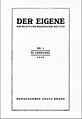 Der Eigene, vol. 11 (1926), no. 1 - ten issues in this format