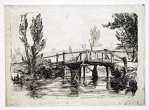 etching: Flordon Bridge