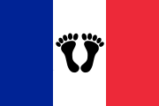 Tricolore flag with two black feet[68]