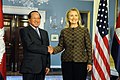 Secretary of State Hillary Clinton with Minister of Foreign Affairs Hor Namhong at the Department of State, Washington, D.C.