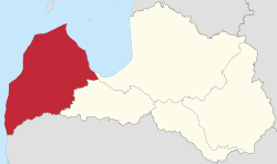 Location of Courland in Latvia