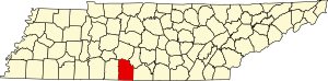 Map of Tennessee highlighting Giles County