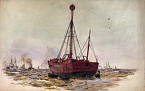 Drawing of the Nore lightvessel by William Lionel Wyllie circa 1900