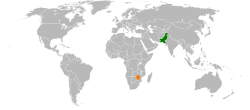 Map indicating locations of Pakistan and Zimbabwe