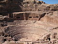 Image 13 The "Theatre" at Petra Photo: Douglas Perkins Petra is an archaeological site in Jordan, lying in a basin among the mountains which form the eastern flank of Wadi Araba, the great valley running from the Dead Sea to the Gulf of Aqaba. It is famous for having many stone structures carved into the rock. More featured pictures