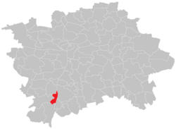 Location of Lahovice within the City of Prague.