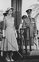 Queen Elizabeth in an adapted mushroom design in Aden, 1954
