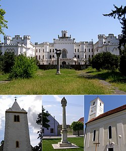 Top: Rusovce Mansion, bottom: St. Vitus Church, Column with Pietà, St. Mary Magdalene Church
