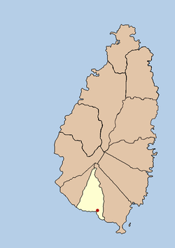 Political map of St Lucia showing location of Laborie in Laborie District