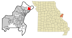 Location of Spanish Lake, Missouri