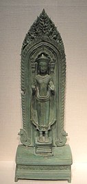 Standing Buddha and tabernacle. Bronze. Thailand, 12th-13th century