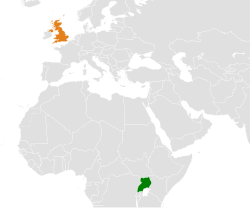 Map indicating locations of UK and Uganda