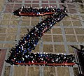 Residents of Khabarovsk, including Young Guard of United Russia members, arranged in a "Z" formation, as organized by the city administration and the United Russia party[53]