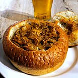 Bigos stew and a glass of Tyskie beer