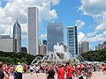 Image 12People walking around Buckingham Fountain to attend a rally (2013) (from Culture of Chicago)