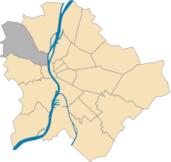 Map of Budapest highlighting district II