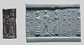 Cylinder seal with an impression; circa 18th–17th century BC; hematite; 2.39 cm; Metropolitan Museum of Art