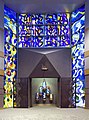 Sanctuary elements include stained glass windows, Ark, and ner tamid (eternal flame), by David Ascalon