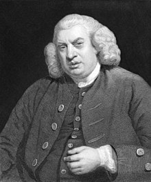 Half-length portrait of man wearing white wig and brown 18th-century suit. He is rotund and holding his left arm in front of him.