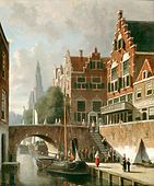 A canal in Amsterdam, c. 1880