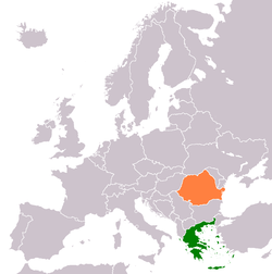 Map indicating locations of Greece and Romania