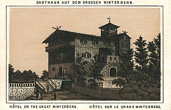 Berghotel mit integrierten Aussichtsturm (um 1860)