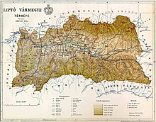Map of Liptó county in the Kingdom of Hungary (1891)
