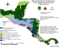 Historic distribution of mahogany in Mexico and Central America. From Calvo et al. 2000.[citation needed]
