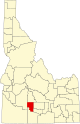 State map highlighting Gooding County