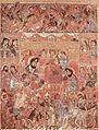 Oberer Rand Bildmitte eventuell ein Halsbandsittich Kitâb ad-Diryâq (Buch der Gegengifte) des Pseudo-Galenos, Szene: Szenen am königlichen Hofe um 1250