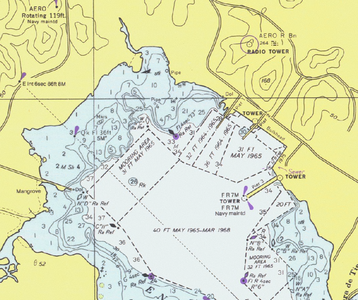 Nautical chart – includes water depth.