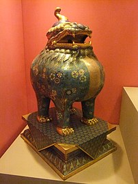 Qilin incense burner (one of a pair) at the World Museum in Liverpool, United Kingdom