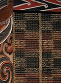closeup of tukutuku panel in earthy colours with a rectangular pattern