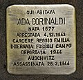Hier wohnte Ada Corinaldi, geboren 1877, verhaftet am 4.12.1943, Gefängnis von Reggio Emilia, interniert im Lager Fossoli, deportiert 1944 nach Auschwitz, ermordet am 26.2.1944
